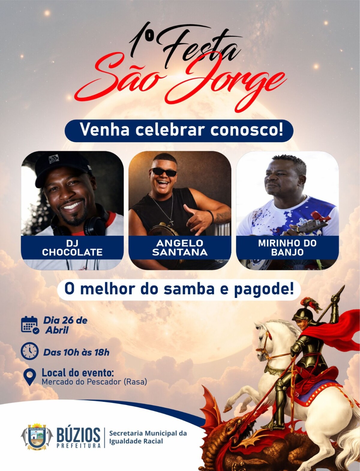 Mercado do Pescador recebe 1ª Festa de São Jorge na Rasa neste domingo