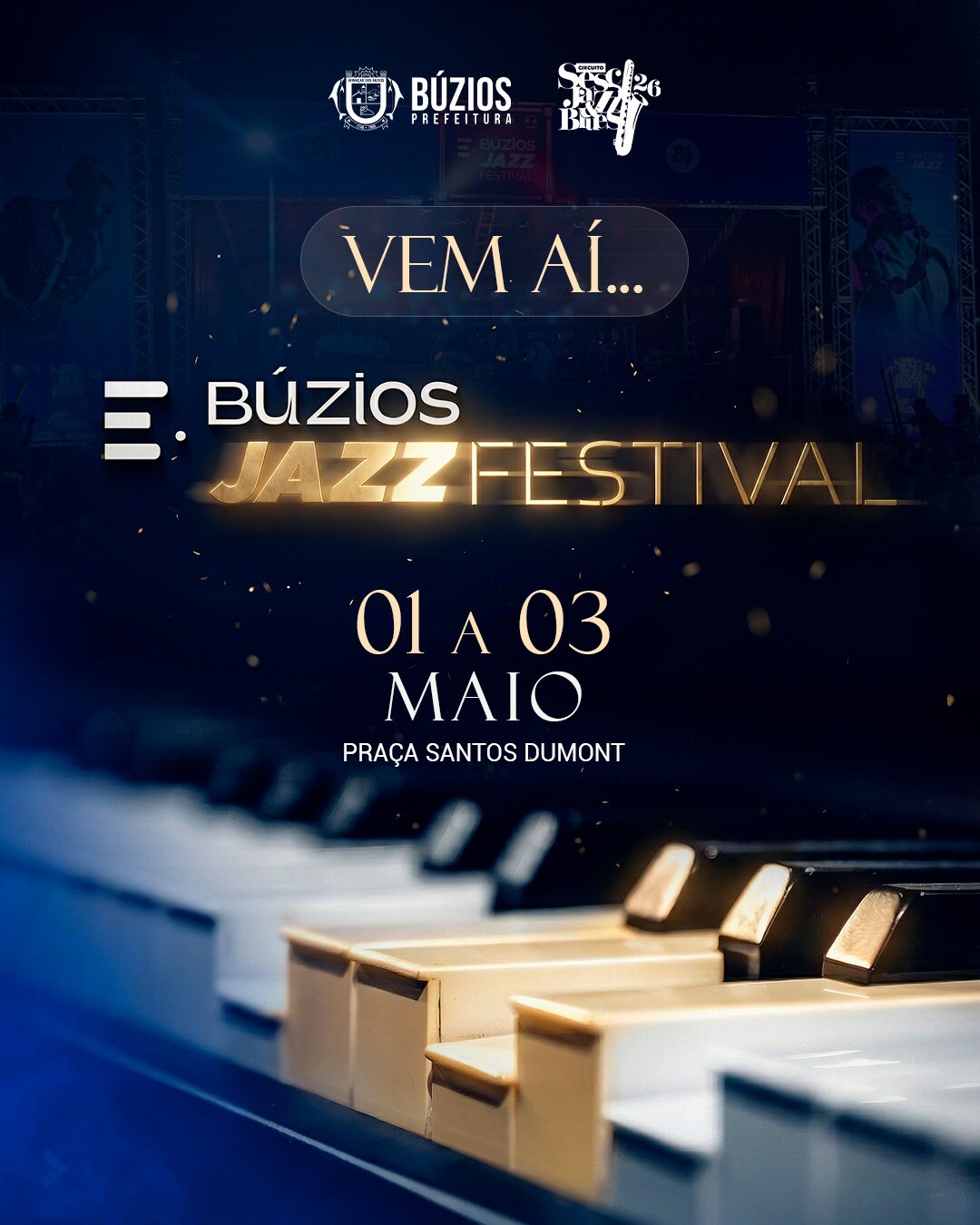 Búzios Jazz Festival acontece de 1º a 3 de maio com nove shows gratuitos na Praça Santos Dumont