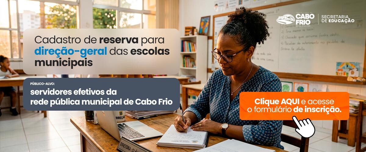 Secretaria de Educação abre cadastro de reserva para direção-geral das escolas municipais
