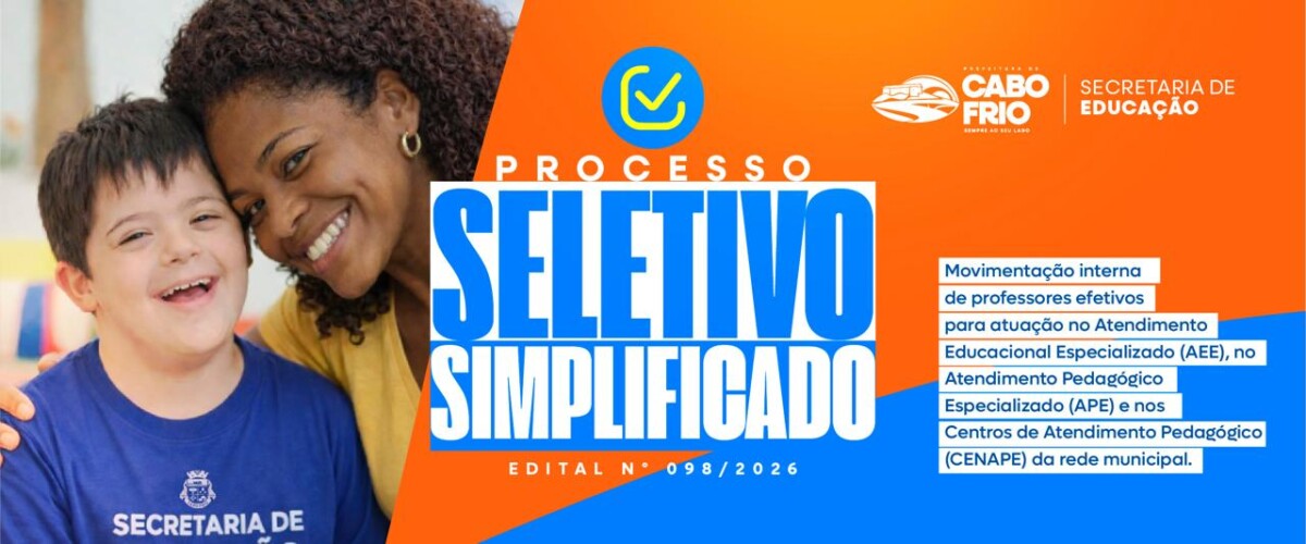 Prefeitura de Cabo Frio abre inscrições para processo seletivo interno da Educação Especial