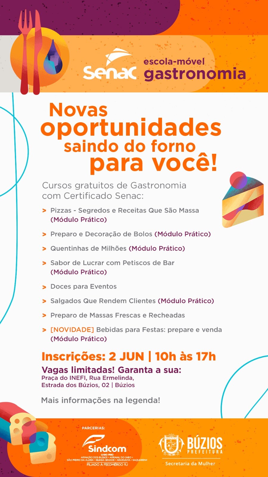 Prefeitura de Búzios abre inscrições para cursos gratuitos da Escola Móvel de Gastronomia do Senac RJ