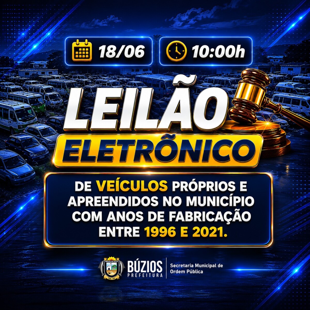 Prefeitura de Búzios realizará leilão eletrônico de veículos próprios e apreendidos no município