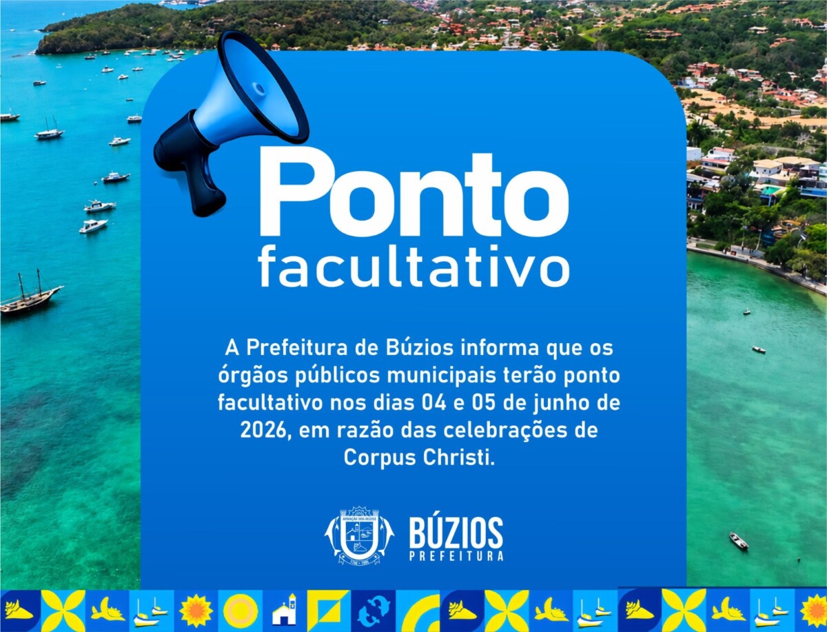 Prefeitura de Búzios decreta ponto facultativo durante Corpus Christi