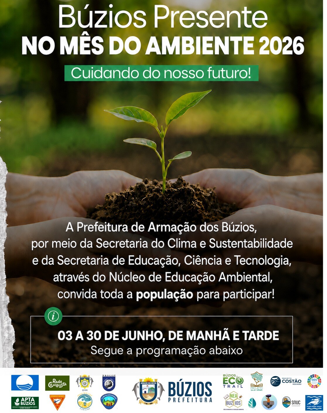 Búzios realiza programação especial do Mês do Meio Ambiente 2026 com ações voltadas à sustentabilidade