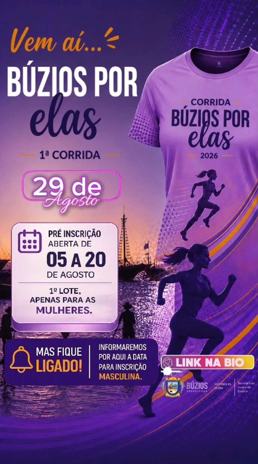  Prefeitura de Búzios abre pré-inscrições para a corrida “Búzios por Elas” em celebração ao Agosto Lilás