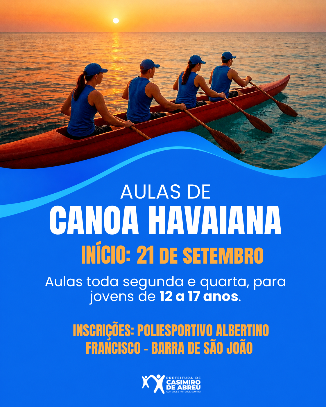 Casimiro de Abreu abre inscrições para aulas gratuitas de canoa havaiana em Barra de São João