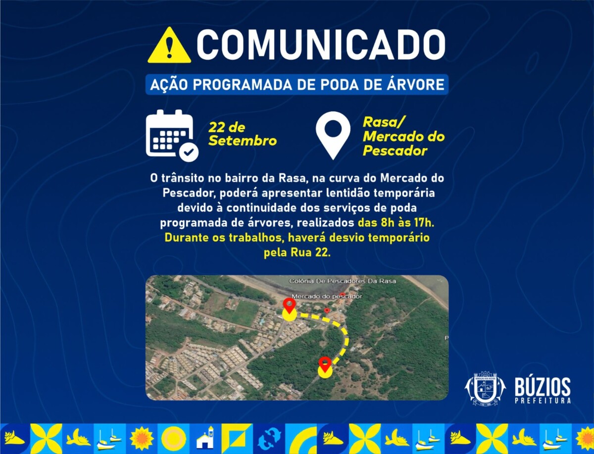 Serviços Públicos realiza nova etapa de poda na Rasa nesta terça-feira (22)