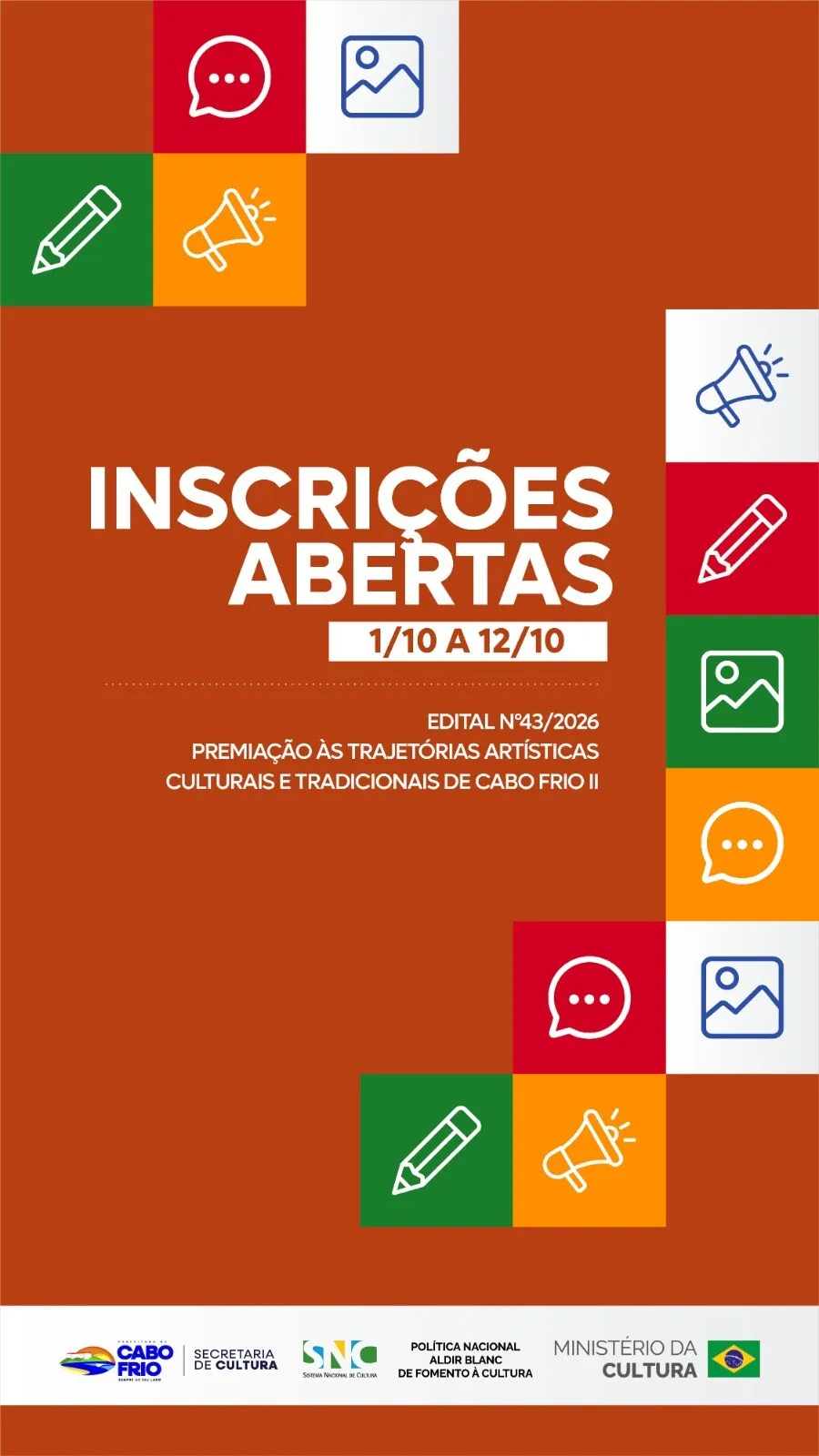 Inscrições para edital de Premiação às Trajetórias Artísticas Culturais e Tradicionais II terminam na próxima segunda-feira (12)